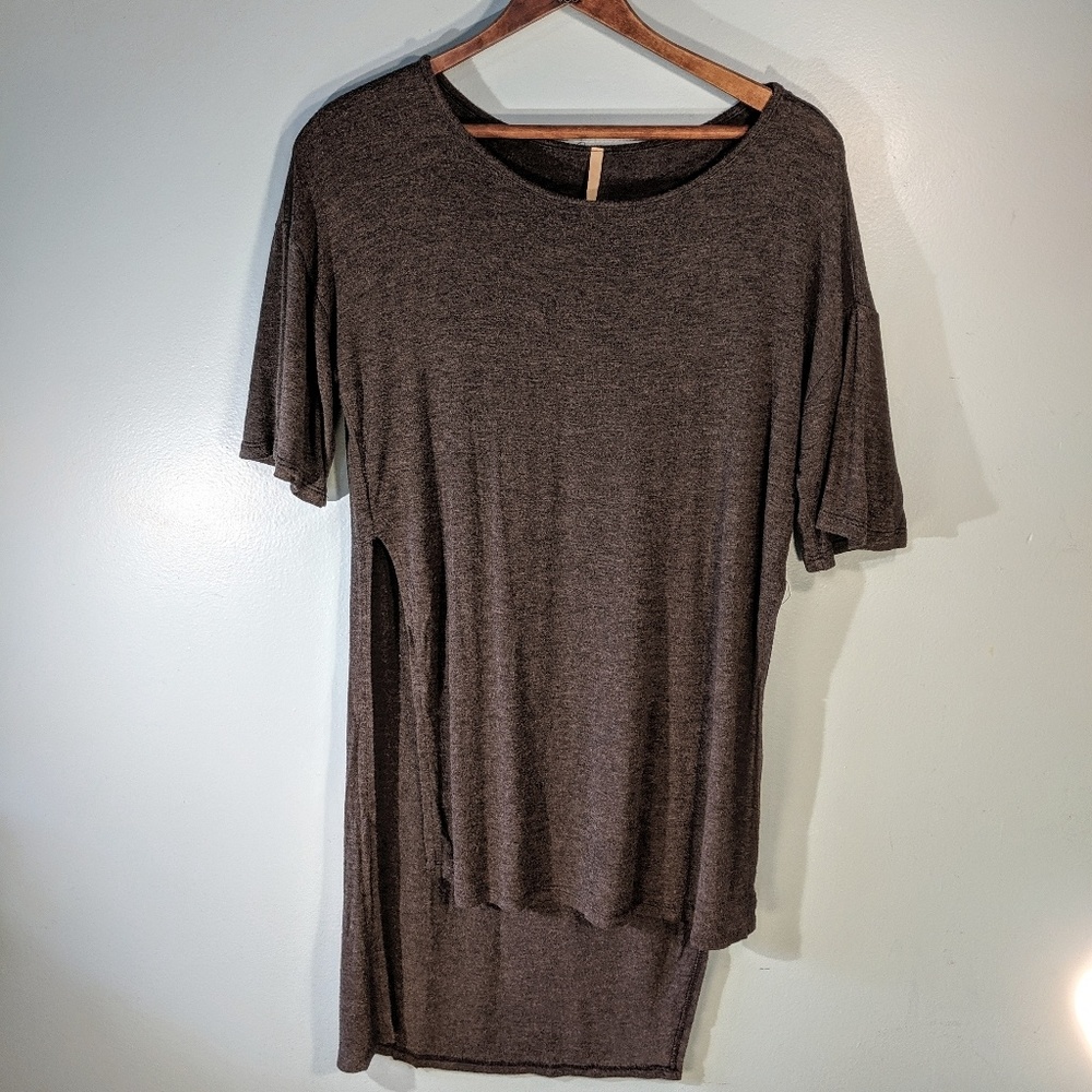 Grey High-Low Side-Slit T-Shirt